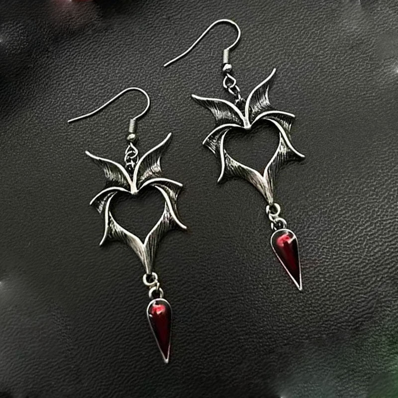 Wholesale Halloween Vintage Oil Dripping Wings Earrings